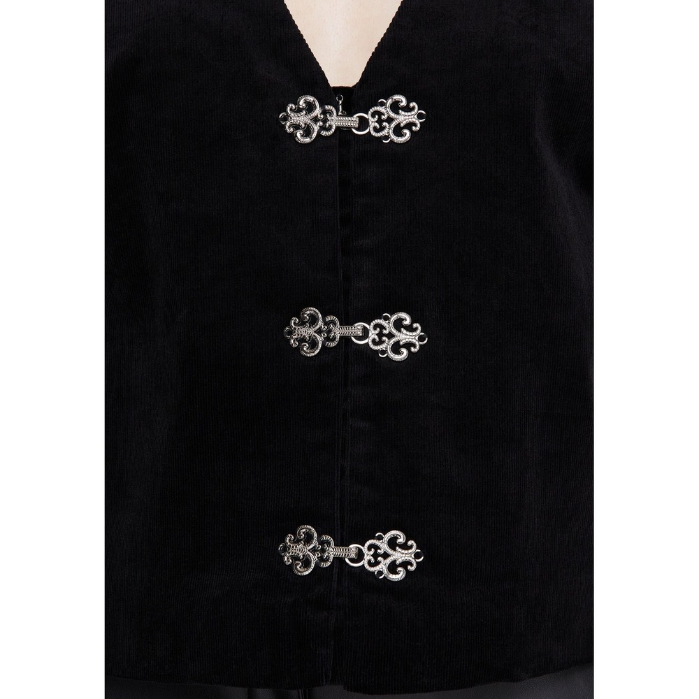 Disturbia Mire Sleeveless Corduroy Waistcoat Top Black Size 6 New With Tags - Picture 2 of 7